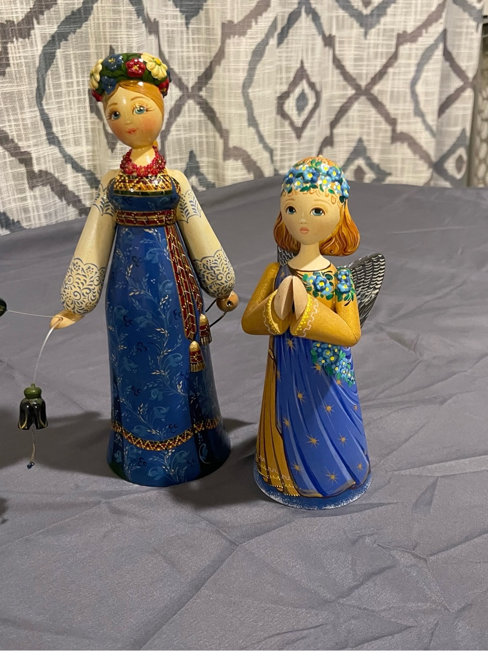 Vintage Russian Hand Painted Wooden Statue Tverskoy Uzor Signed Lagunovich Folk